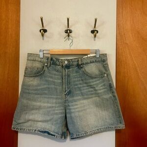 Zara rigid Mom fit Bermuda light denim shorts; women’s size 12